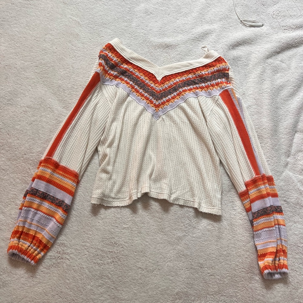 Free People Multicolor Off-Shoulder Knit Blouse
